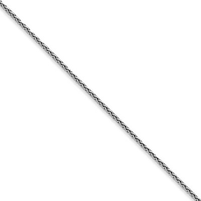 Black Bow Jewelry 1mm 14k White Gold Round D/C Solid Wheat Chain Necklace