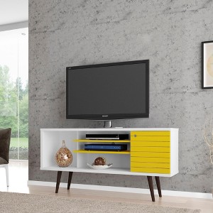 Sapphtopaz Modern TV Stand for TVs Up to 55" with Storage Cabinet&Open Shelves Entertainment Center with Splayed Wood Leg for Living Room - 1 of 4