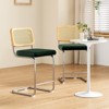 GlasFlength Dining Set with Rattan Back, Solid Wood Back, Velvet Seat for Dining Room, Kitchen, Counter, Blue, 18.9"*17.7"*37.4" - 3 of 4