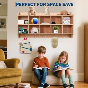 Cubby Storage Organizer Cubes, Daycare Shelves with  Shoe Layer with Hooks and Shelf, Hanging Wall Mount, Furniture for Kids Toys,Classroom - 1 of 4