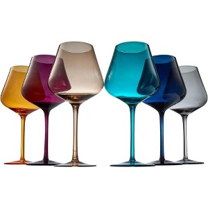 The Wine Savant Large Italian Dark Colored Crystal Wine Glasses, Perfect for All Celebrations, Unique Style & Home Decor - 6 pk - 1 of 4