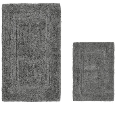 Lux Premium 100% Cotton Tufted Solid Reversible 2 PC Bath Rug Set – Ultra-Soft, Water-Absorbent, Durable, Machine Washable Bathroom Rug