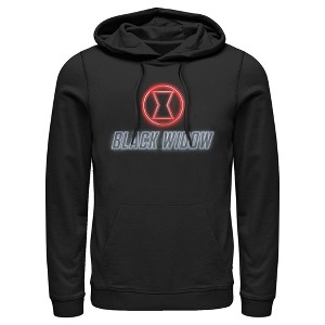 Men's Marvel Black Widow Neon Hourglass Pull Over Hoodie - 1 of 3