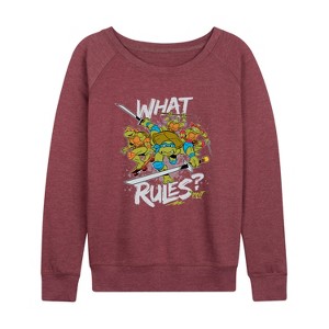 Women's - Teenage Mutant Ninja Turtles - What Rules Lightweight French Terry Wide Neck Long Sleeve Shirt - 1 of 4