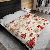 Red Reindeer Christmas Trees Flannel Blanket Cozy Holiday Throw Festive Gift. - 4 of 4