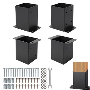 Post Base, 4x4 Post Base - Heavy Duty 4-Pack Powder-Coated Steel Brackets with Hardware for Deck, Fence, Pergola, Gazebo Anchor - 1 of 4
