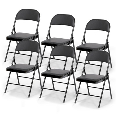 SUGIFT Folding Chairs with Padded Seats Black Foldable Chair for Outdoor & Indoor use (Set of 6)