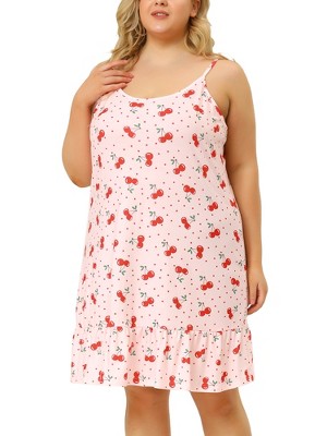 Agnes Orinda Women's Plus Size Satin Star Print Lace Trim Pajamas Nightgown  : Target