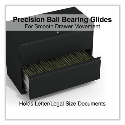 Black Steel 2-Drawer Lockable Lateral File Cabinet