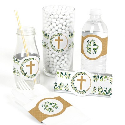 Big Dot of Happiness Elegant Cross - DIY Party Supplies - Religious Party DIY Wrapper Favors and Decorations - Set of 15