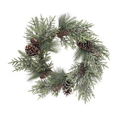 Transpac Artificial 24 in. Green Christmas Pine Woodland Wreath