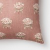 Floral Block Print Square Throw Pillow with Tassel Zipper Mauve - Threshold™ designed with Studio McGee - image 3 of 4