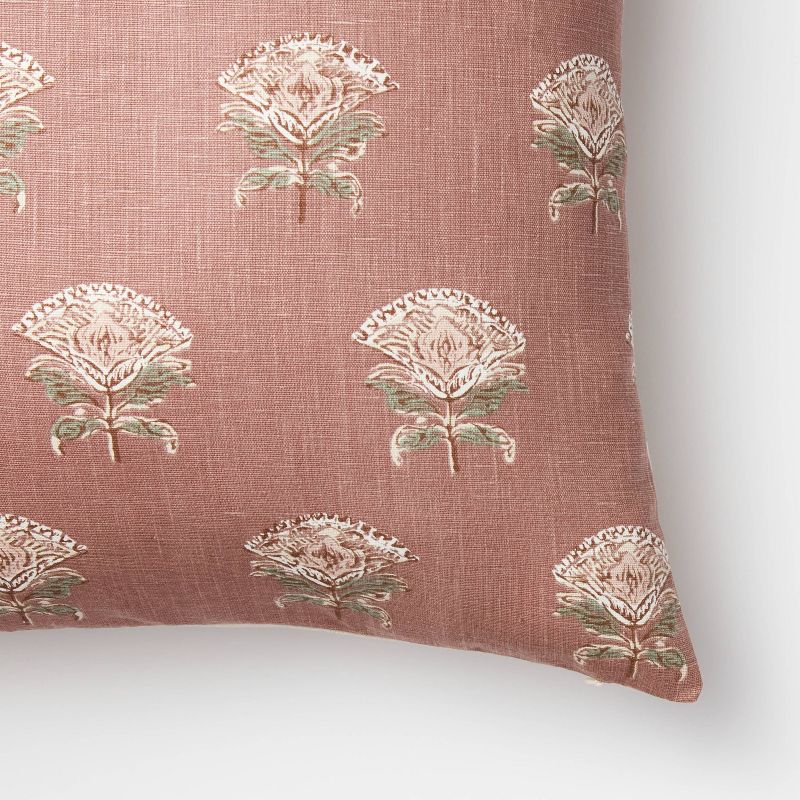 Floral Block Print Square Throw Pillow with Tassel Zipper Mauve - Threshold&#8482; designed with Studio McGee, 3 of 11