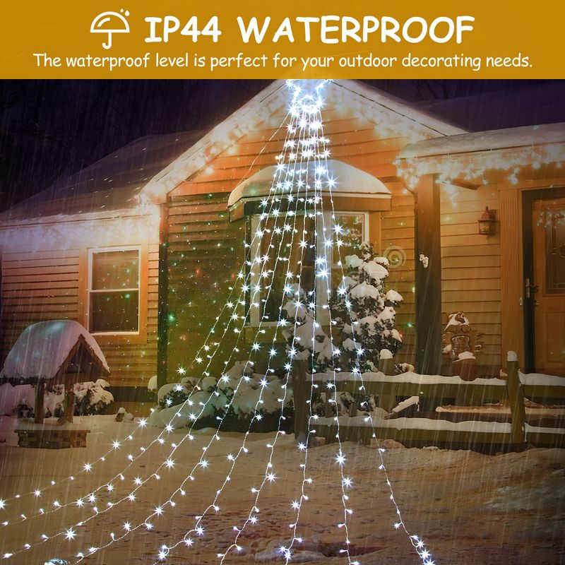 Christmas Decoration Star String Light, 335 LED 11.5FT Outdoor Christmas Tree Light with Topper Star, 4 of 7