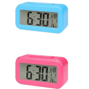 REGALWOVEN 2 Pcs Plastic Battery Powered Digital Temperature Alarm Clock 5.5 x 2.8 x 1.8 Inches - 1 of 4