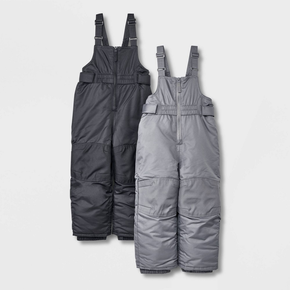 Toddler 2pk Snow Bib - Cat & Jack Black/Grey 3T