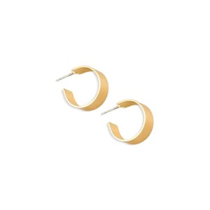 Slickblue Women's Thick Flat Metallic Hoop Earrings, Open Style, Casual Everyday Look, Gold, 1 Inch Length - 1 of 3
