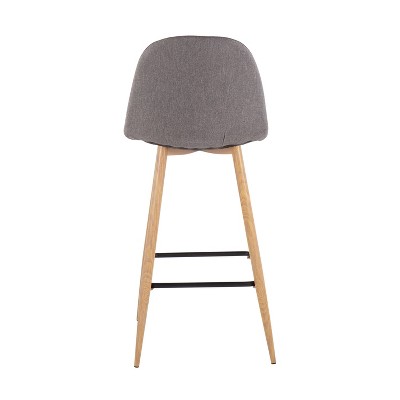 Natural Metal and Charcoal Fabric Swivel Barstools, Set of 2