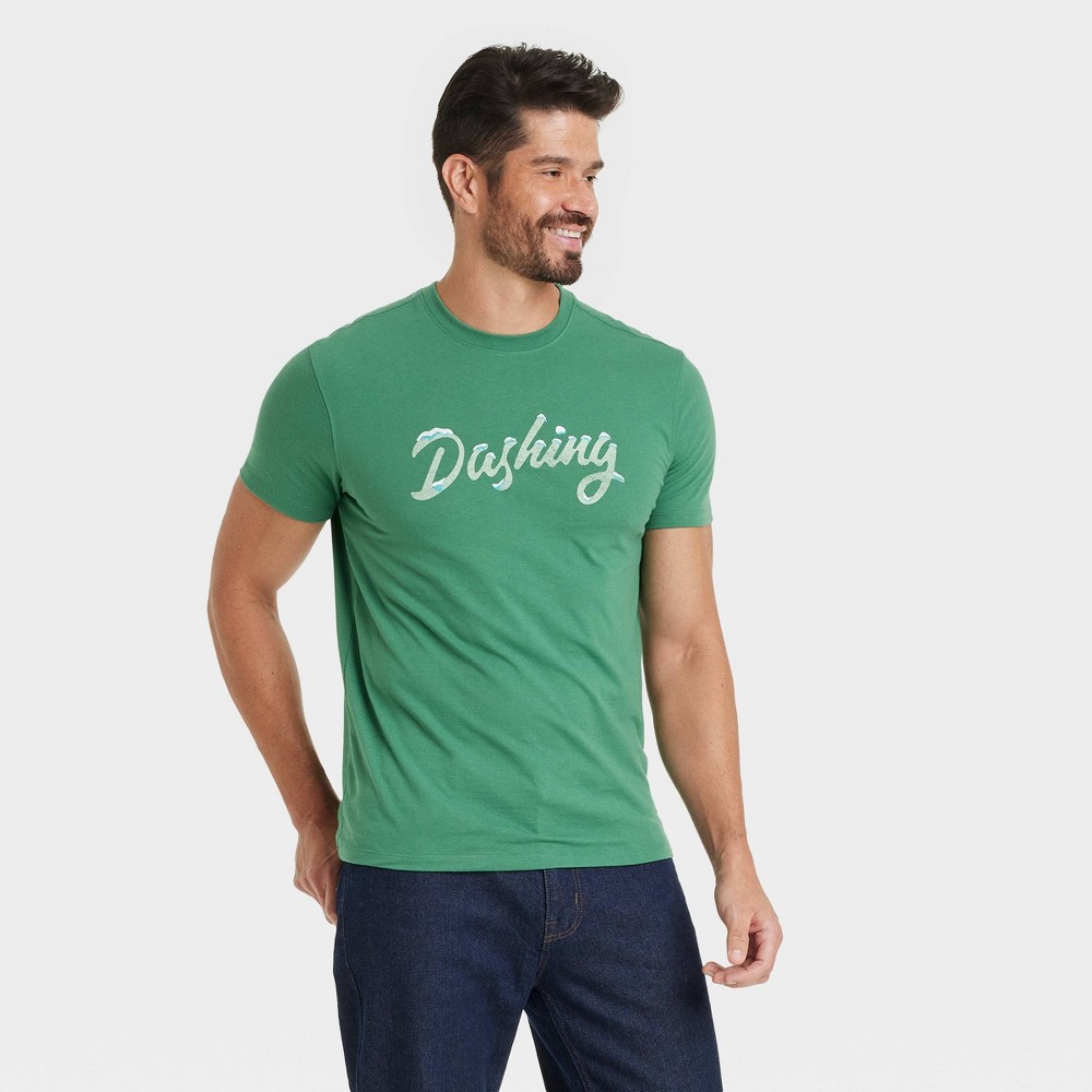 Men's Holiday Short Sleeve Graphic T-Shirt - Goodfellow & Co™ Green 