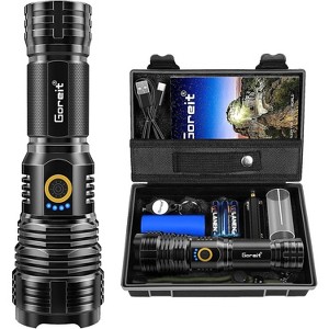 Flashlight LED High Lumen Rechargeable, 2000 Lumens XHP70.2 Super Bright Flashlight , Flash Light, Powerful Flashlight with Leather Case - 1 of 4