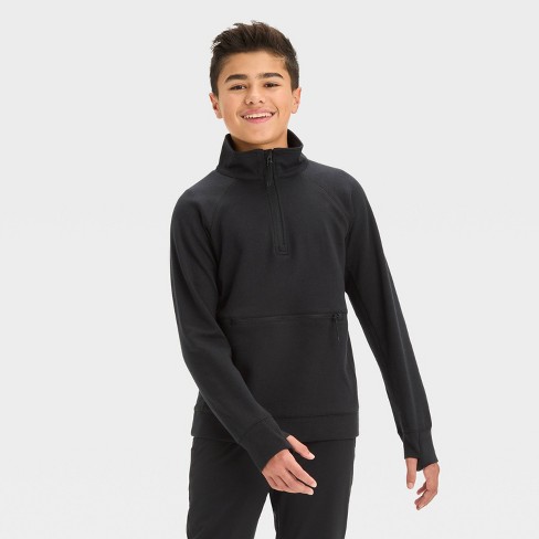 Boys Premium Fleece 1 4 Zip Mock Sweatshirt All In Motion Black S Target