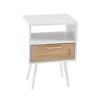 DOMETOUR 15.75" Rattan End Table with Drawer and Solid Wood Legs, Modern Nightstand for Living Room Bedroom - 4 of 4
