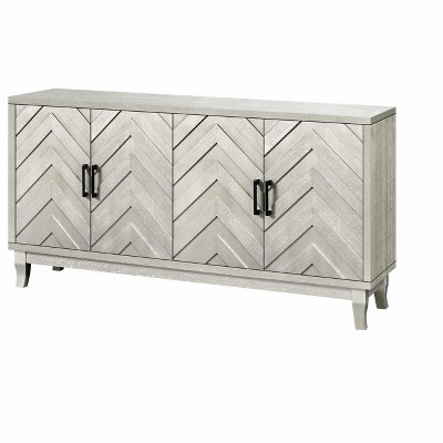 TIRAMISUBEST Champagne & Silver 4-Door Storage Cabinet,Thickened Sideboard