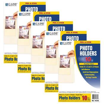 C-Line® Peel & Stick Photo Holders, Clear, 4" x 6", 10 Per Pack, 5 Packs