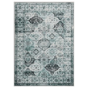 Fulvari Vintage Area Rug for Living Room, Non Slip Machine Washable Distressed Floor Carpet, Low Pile Traditional Floral Print Rug - 1 of 4