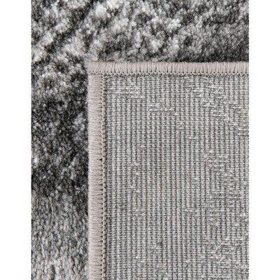 Dark Gray Geometric Pattern Low Pile Area Rug