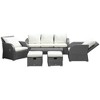 Outsunny 6-Piece Outdoor Rattan Patio Sectional Sofa Set with 3-Seat Couch 2 Recliners 2 Ottoman Footrests Coffee Table Conversation Set - 4 of 4