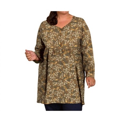 Women's Des Fleurs Babydoll Long Sleeve Top - Plus - On The Plus Side