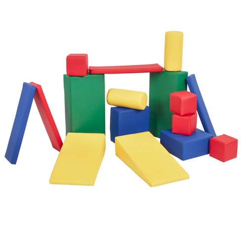 ECR4Kids SoftZone Soft Builder Blocks, Foam Shapes, Assorted, 16-Piece