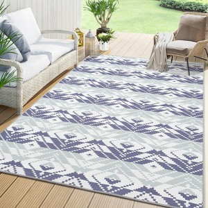 Area Rug, Washable Non-Slip Geometric Mat for Entryway, Patio & Kitchen - 1 of 4