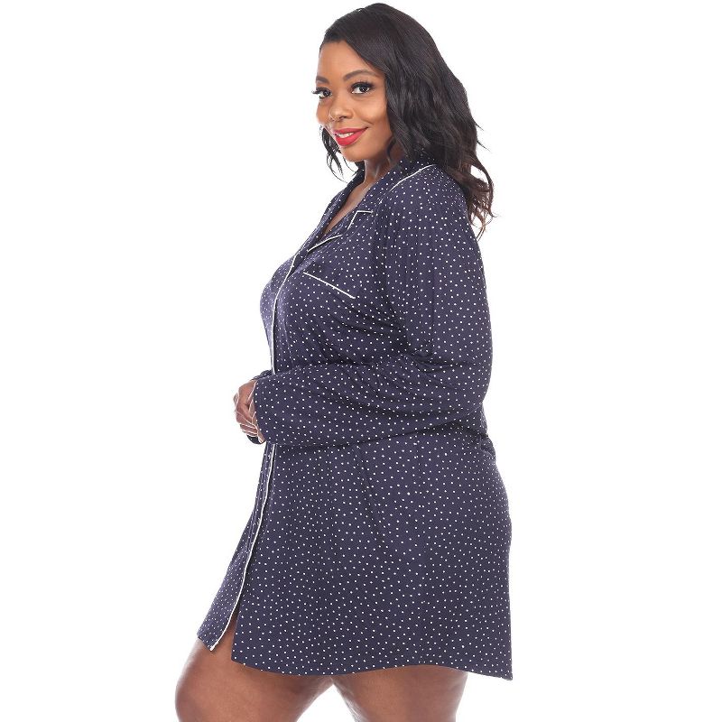 Women's Plus Size Long Sleeve Nightgown - White Mark, 2 of 4