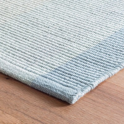 Blue and Beige Handwoven Cotton Stripe Rug 4' x 6'