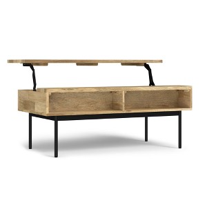 Mango Wood Lift Top Coffee Table with Storage, Two Open Compartments, Iron Base, Ideal for Living Room or Family Room - 1 of 4