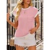 Women's Round Neck Short Sleeve Front Pocket Casual Summer Top Blouses - 3 of 4