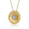 Guili Rhodium and 14K Gold Plated Floral Pendant Necklace Highlighted by Dazzling Cubic Zirconia, Ideal for Graceful and Elegant Styling - 2 of 3