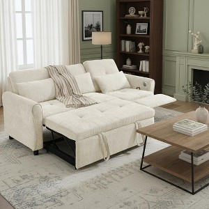 Merax 2-in-1 Three-Seater Sofa with Pull-Out Bed and Reversible Recliner - 1 of 4