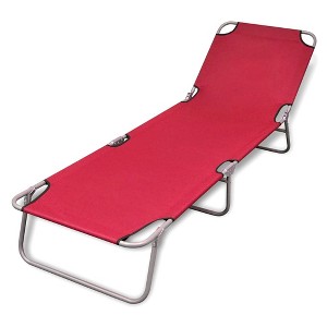 VidaXL Folding Sun Lounger Powder-coated Steel Red - 1 of 4
