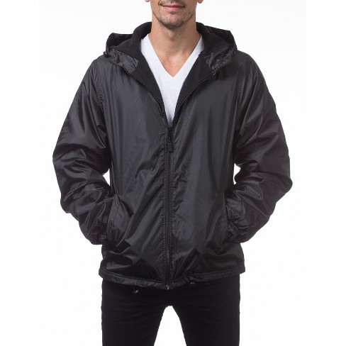 Pro Club Fleece Lined Lightweight Hooded Parka Windbreaker Jacket - Black -  Large : Target