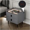 Modern Nightstand, Bedside Tables Grey End Table Side Table with 2 Drawers Storage Space, for Bedroom Living Room - 3 of 4
