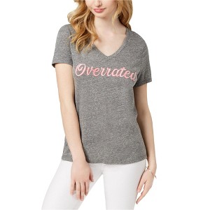 Carbon Copy Womens Overrated' Graphic T-Shirt, Grey, Medium - 1 of 1
