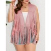 Whizmax Women's Plus Size Tassel Vest Hippie Faux Suede Rivets Sleeveless Costume Fringe Jacket - 3 of 4