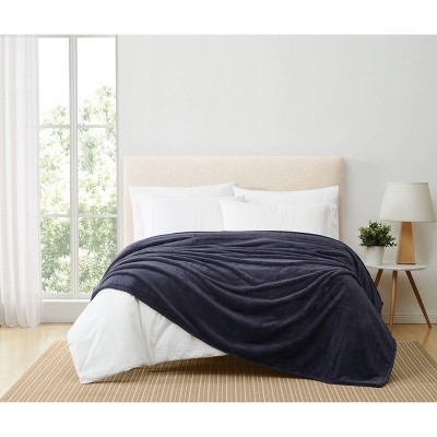 Royal Velvet King Lavish Plush Solid Blanket Navy: 100% Polyester, Machine Washable, All Ages, 92"x108"