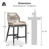 PURPLE LEAF Patio Sunbrella Bar Stools Set of 2 Handwoven Wicker Bar Height Stool Modern Aluminum Outdoor Wicker Barstools with Back and Cushion - 3 of 4
