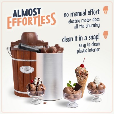 Nostalgia Dark Wood 6 Qt Automatic Ice Cream Maker