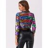 Allegra K Women's Sequin Sparkly Party 3/4 Sleeve Open Front Crop Bolero Shrug - 4 of 4