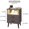 Fredees LED Nightstand with Charging Station, 3-Color Dimmable Lights, Modern Bedroom Bedside Table with Drawers, Open Shelf, Metal Legs - 2 of 4